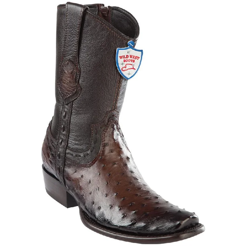 Cozy Winter Boots Wild West Boots #279B0316 Men's | Color Faded Brown | Men’s Wild West Ostrich Boots Dubai Toe Handcrafted