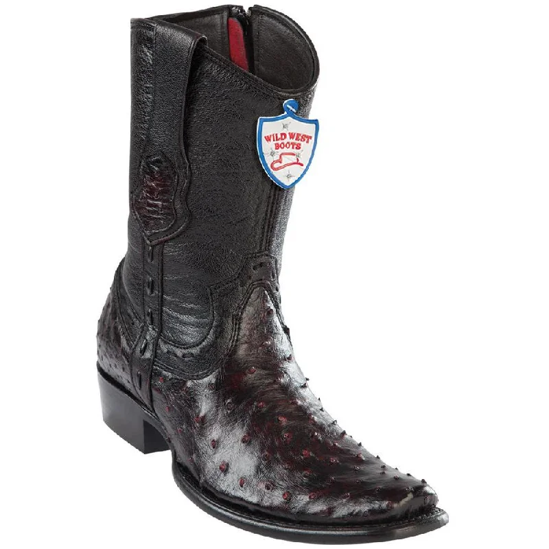 Waterproof Hiking Boots Wild West Boots #279B0318 Men's | Color Black Cherry | Men’s Wild West Ostrich Boots Dubai Toe Handcrafted
