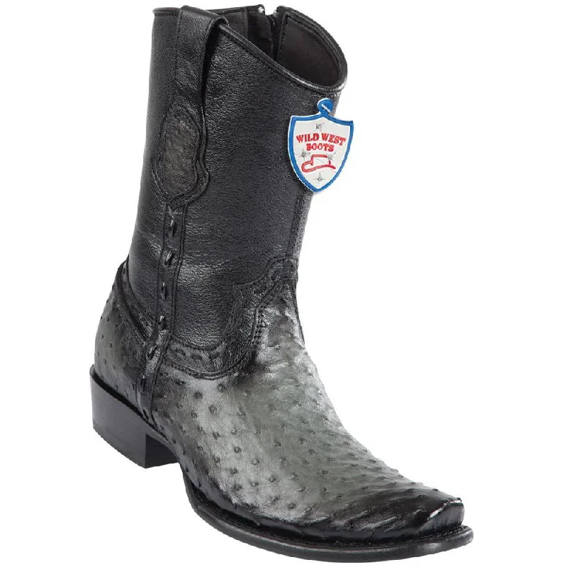 Comfortable Slippers For Home Wild West Boots #279B0338 Men's | Color Faded Gray | Men’s Wild West Ostrich Boots Dubai Toe Handcrafted