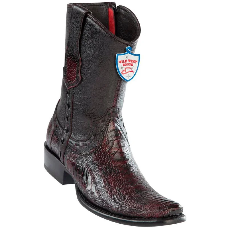 Designer Boots Collection Wild West Boots #279B0518 Men's | Color Black Cherry| Men’s Wild West Ostrich Leg Boots Dubai Toe Handcrafted Designer Boots Collection Wild West Boots #279B0518 Men's | Color Black Cherry| Men’s Wild West Ostrich Leg Boots Dubai Toe Handcrafted