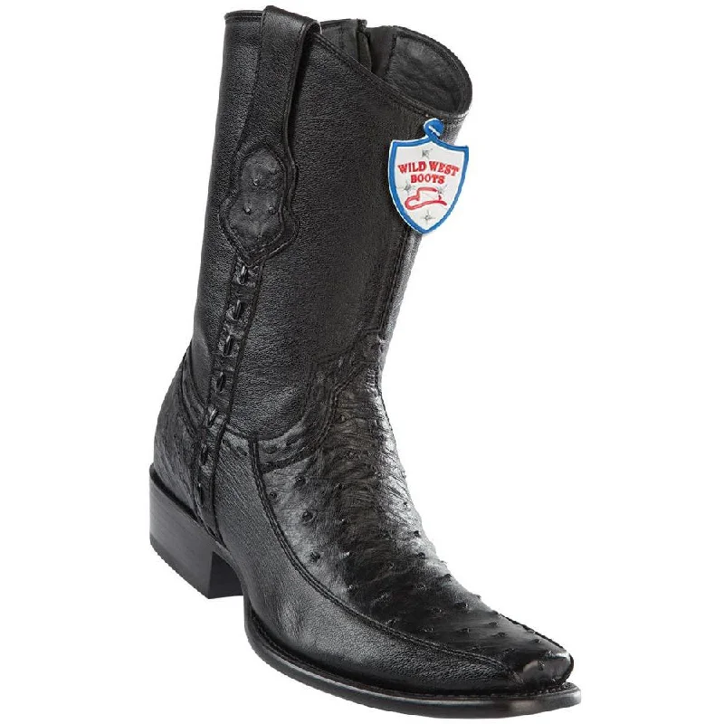 Lightweight Running Shoes Wild West Boots #279BF0305 Men's | Color Black | Men’s Wild West Ostrich With Deer Boots Dubai Toe Handcrafted