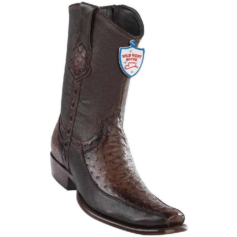 High Heels Collection Wild West Boots #279BF0316 Men's | Color Faded Brown | Men’s Wild West Ostrich With Deer Boots Dubai Toe Handcrafted