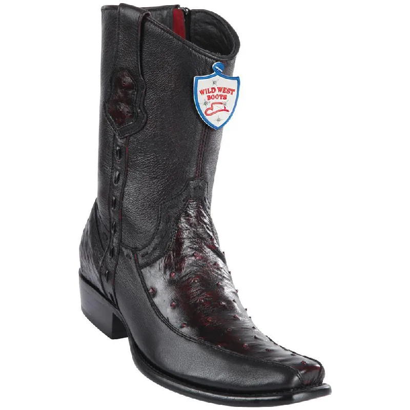 Comfortable Casual Shoes Wild West Boots #279BF0318 Men's | Color Black Cherry | Men’s Wild West Ostrich With Deer Boots Dubai Toe Handcrafted
