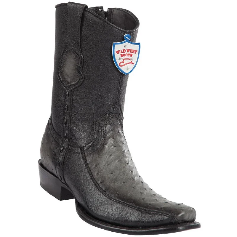 Best Sports Shoes Wild West Boots #279BF0338 Men's | Color Faded Gray | Men’s Wild West Ostrich With Deer Boots Dubai Toe Handcrafted