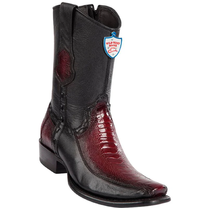 Cozy Winter Boots Wild West Boots #279BF0543 Men's | Color Faded Burgundy | Men’s Wild West Ostrich Leg With Deer Boots Dubai Toe Handcrafted