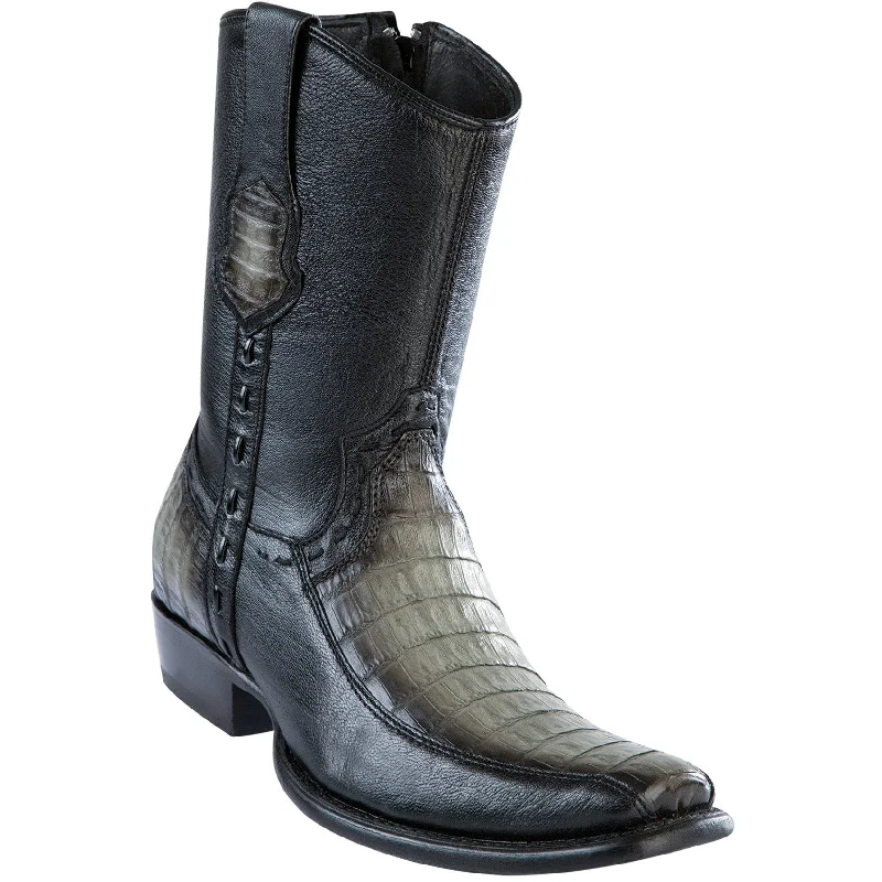 Classic Hiking Boots Wild West Boots #279BF8238 Men's | Color Faded Gray | Men’s Wild West Caiman Belly With Deer Boots Dubai Toe Handcrafted
