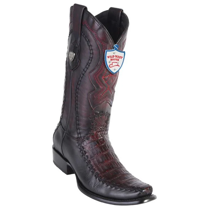 Comfortable Hiking Sneakers Online Wild West Boots #279F8218 Men's | Color Black Cherry | Men's Wild West Caiman Belly Boots Dubai Toe Handcrafted