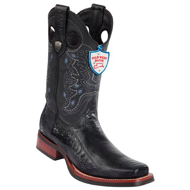 Waterproof Snow Boots Wild West Boots #28190505 Men's | Color Black | Men's Wild West Ostrich Leg Square Toe Rubber Sole Boots Waterproof Snow Boots Wild West Boots #28190505 Men's | Color Black | Men's Wild West Ostrich Leg Square Toe Rubber Sole Boots