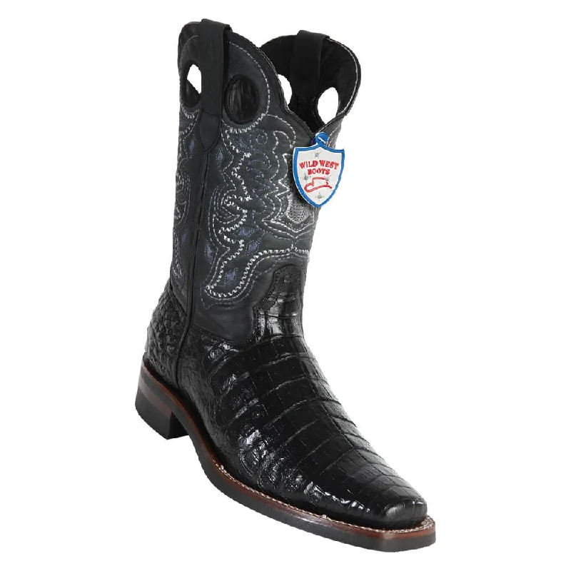 Best Work Boots Wild West Boots #28198205 Men's | Color Black | Men's Wild West Caiman Belly Boots With Rubber Sole Square Toe Handcrafted Best Work Boots Wild West Boots #28198205 Men's | Color Black | Men's Wild West Caiman Belly Boots With Rubber Sole Square Toe Handcrafted