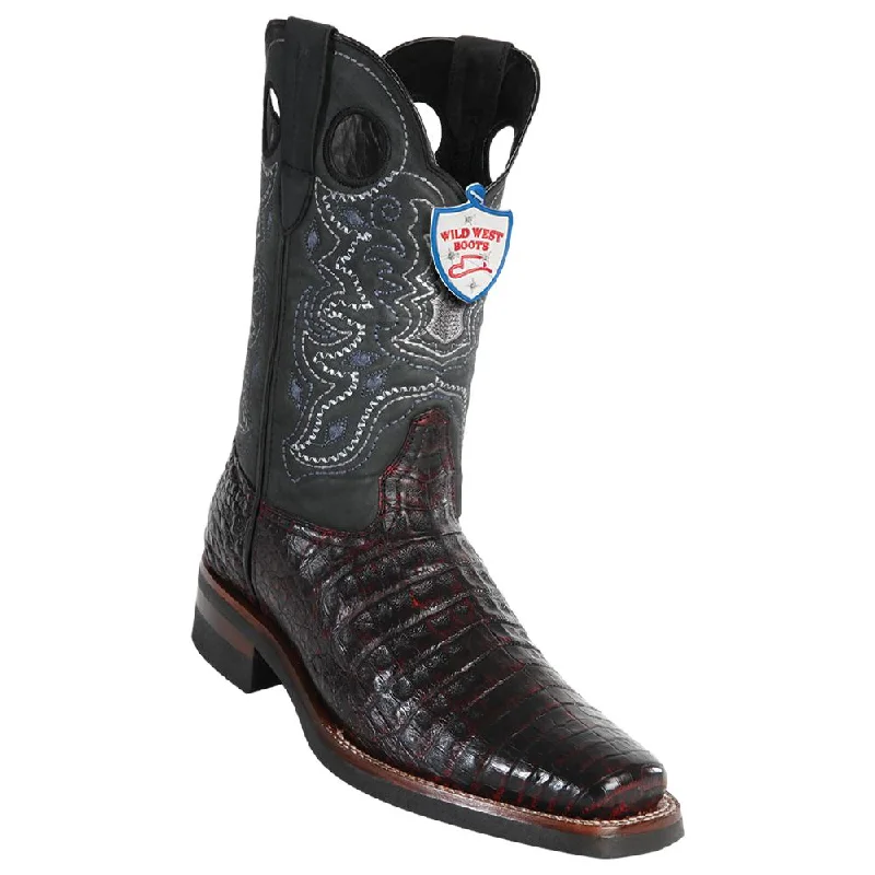 Trendy Walking Shoes Wild West Boots #28198218 Men's | Color Black Cherry | Men's Wild West Caiman Belly Boots With Rubber Sole Square Toe Handcrafted Trendy Walking Shoes Wild West Boots #28198218 Men's | Color Black Cherry | Men's Wild West Caiman Belly Boots With Rubber Sole Square Toe Handcrafted