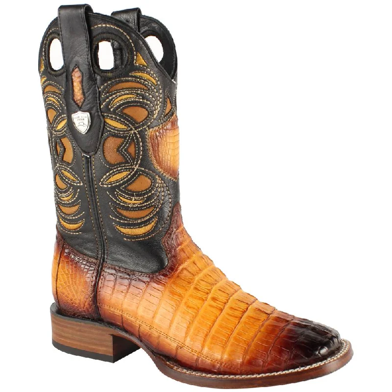 Outdoor Work Boots Wild West Boots #28240102 Men's | Color Buttercup | Men’s Wild West Caiman Tail Boots Handcrafted Outdoor Work Boots Wild West Boots #28240102 Men's | Color Buttercup | Men’s Wild West Caiman Tail Boots Handcrafted