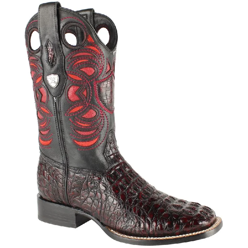Comfortable Heeled Shoes Wild West Boots #28240218 Men's | Color Black Cherry | Men’s Wild West Caiman Hornback Boots Square Toe Handcrafted Comfortable Heeled Shoes Wild West Boots #28240218 Men's | Color Black Cherry | Men’s Wild West Caiman Hornback Boots Square Toe Handcrafted