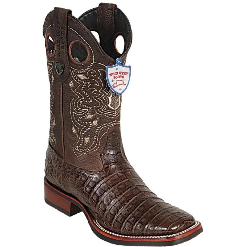 Winter Boots Sale Wild West Boots #28258207 Men's | Color Brown | Men's Wild West Caiman Belly Boots Wide Square Toe Rubber Sole Handcrafted