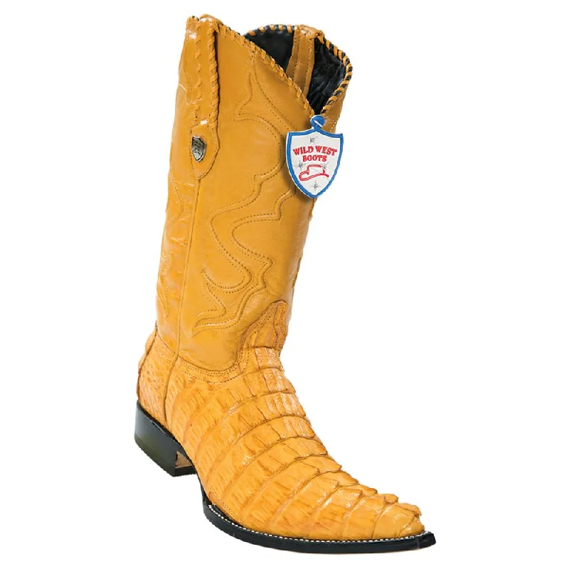 Warm Hiking Boots Wild West Boots #2950102 Men's | Color Buttercup | Men's Wild West Caiman Tail 3x Toe Boots Handcrafted Warm Hiking Boots Wild West Boots #2950102 Men's | Color Buttercup | Men's Wild West Caiman Tail 3x Toe Boots Handcrafted