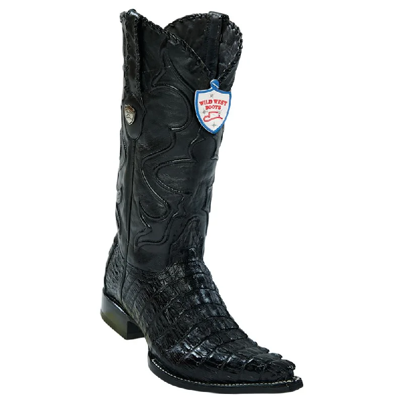 Trendy Boots Online Wild West Boots #2950105 Men's | Color Black | Men's Wild West Caiman Tail 3x Toe Boots Handcrafted Trendy Boots Online Wild West Boots #2950105 Men's | Color Black | Men's Wild West Caiman Tail 3x Toe Boots Handcrafted
