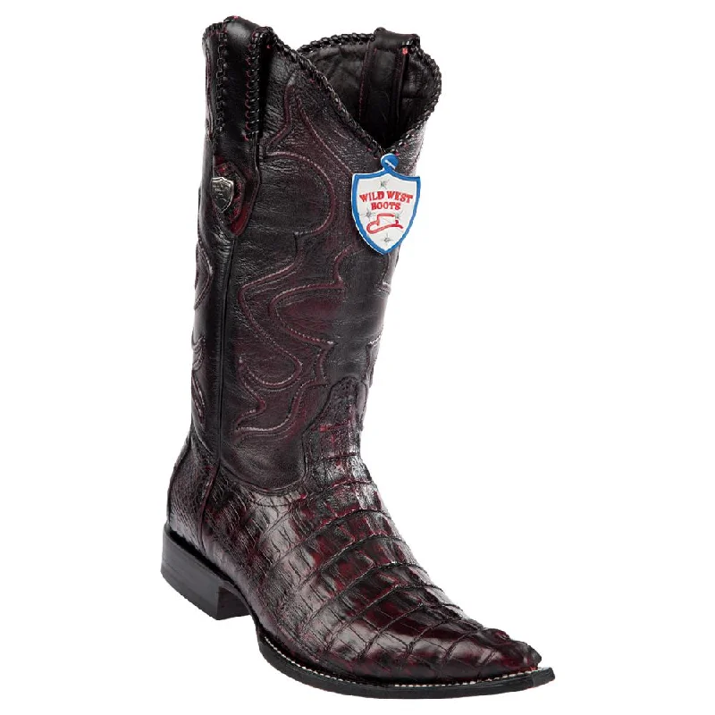 Cozy Indoor Slippers Wild West Boots #2950118 Men's | Color Black Cherry | Men's Wild West Caiman Tail 3x Toe Boots Handcrafted Cozy Indoor Slippers Wild West Boots #2950118 Men's | Color Black Cherry | Men's Wild West Caiman Tail 3x Toe Boots Handcrafted