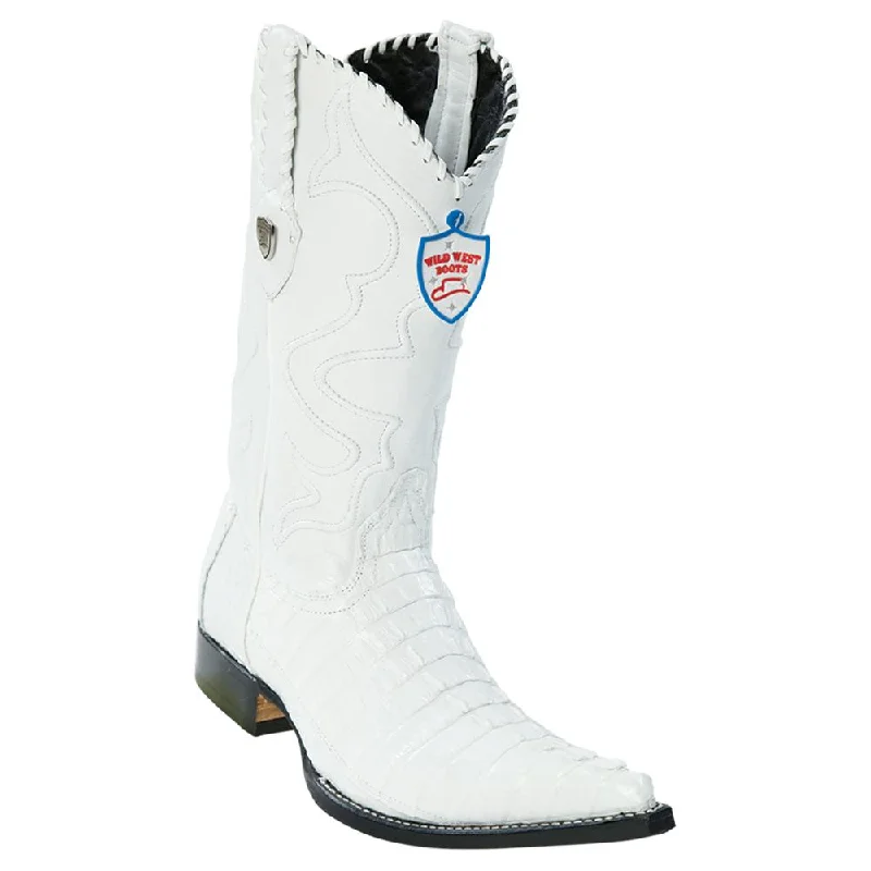 Comfortable Winter Sandals Wild West Boots #2950128 Men's | Color White | Men's Wild West Caiman Tail 3x Toe Boots Handcrafted