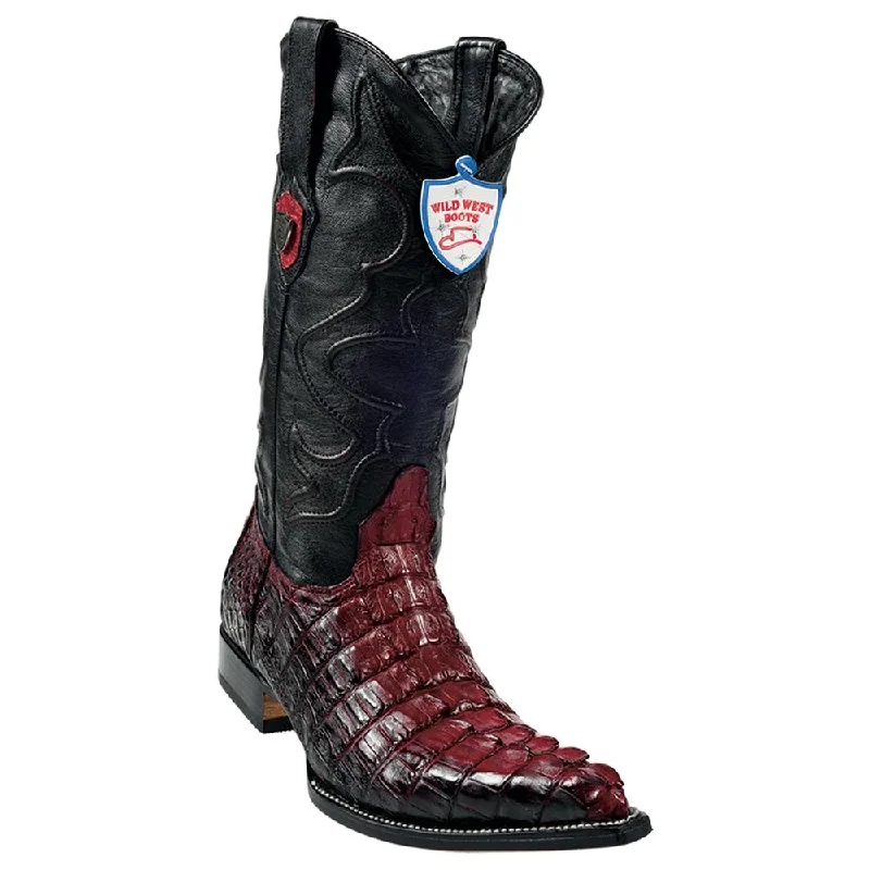 Formal Sports Shoes Wild West Boots #2950129 Men's | Color Black & Red | Men's Wild West Caiman Tail 3x Toe Boots Handcrafted Formal Sports Shoes Wild West Boots #2950129 Men's | Color Black & Red | Men's Wild West Caiman Tail 3x Toe Boots Handcrafted