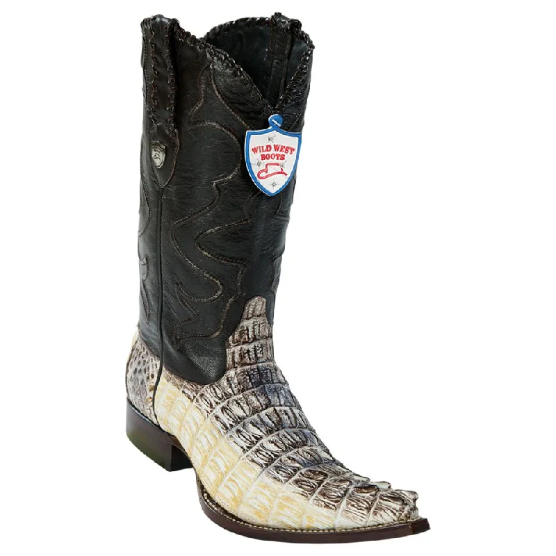 Trendy Casual Sandals Wild West Boots #2950149 Men's | Color Natural | Men's Wild West Caiman Tail 3x Toe Boots Handcrafted