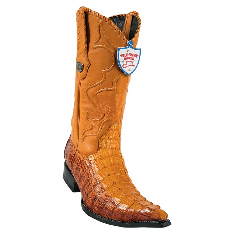 Stylish Casual Footwear Wild West Boots #2950176 Men's | Color Buttercup & Cognac | Men's Wild West Caiman Tail 3x Toe Boots Handcrafted Stylish Casual Footwear Wild West Boots #2950176 Men's | Color Buttercup & Cognac | Men's Wild West Caiman Tail 3x Toe Boots Handcrafted
