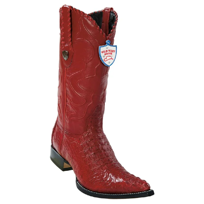 Comfortable Platform Boots Wild West Boots #2950212 Men's | Color Red | Men's Wild West Caiman Hornback 3x Toe Boots Handcrafted Comfortable Platform Boots Wild West Boots #2950212 Men's | Color Red | Men's Wild West Caiman Hornback 3x Toe Boots Handcrafted