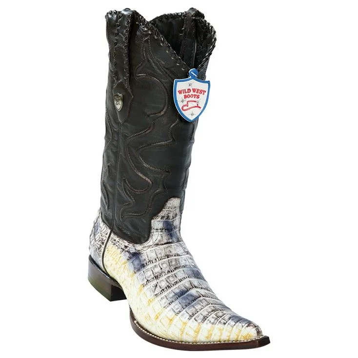 Comfortable Walking Shoes Wild West Boots #2958249 Men's | Color Natural | Men's Wild West Caiman Belly 3x Toe Boots Handcrafted