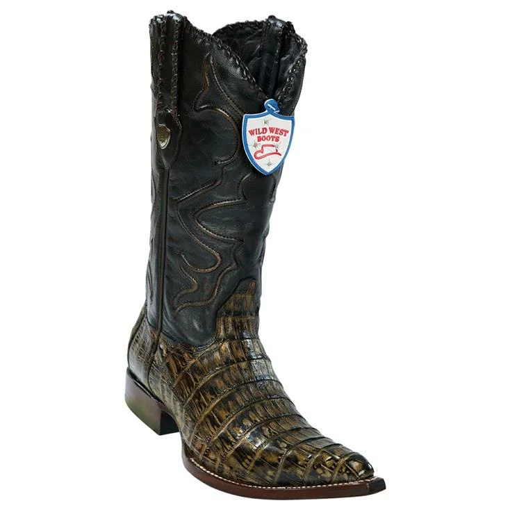 Running Shoes Sale Wild West Boots #2958285 Men's | Color Rustic Brown | Men's Wild West Caiman Belly 3x Toe Boots Handcrafted