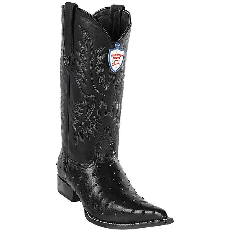 Breathable Running Shoes Wild West Boots #6950305 Men's | Color Black | Men’s Wild West Ostrich Print Boots 3X Toe Handcrafted