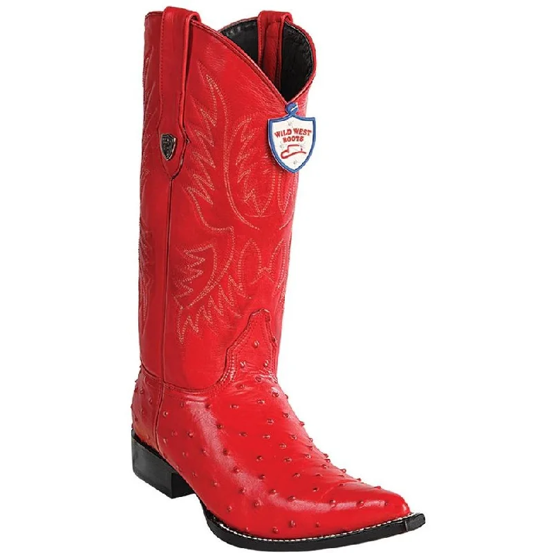 Leather Sneakers For Sale Wild West Boots #6950312 Men's | Color Red | Men’s Wild West Ostrich Print Boots 3X Toe Handcrafted