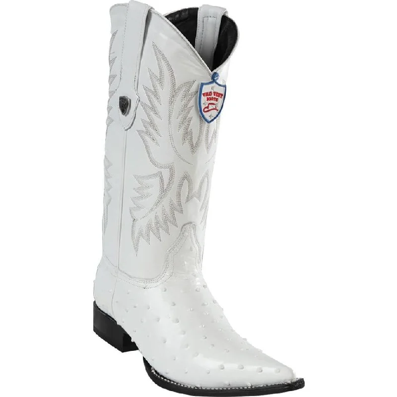 Durable Hiking Boots Wild West Boots #6950328 Men's | Color White | Men’s Wild West Ostrich Print Boots 3X Toe Handcrafted