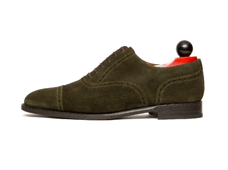 Stylish Lace-Up Sneakers Windermere - MTO - Dark Olive Suede - TMG Last - Single Leather Sole
