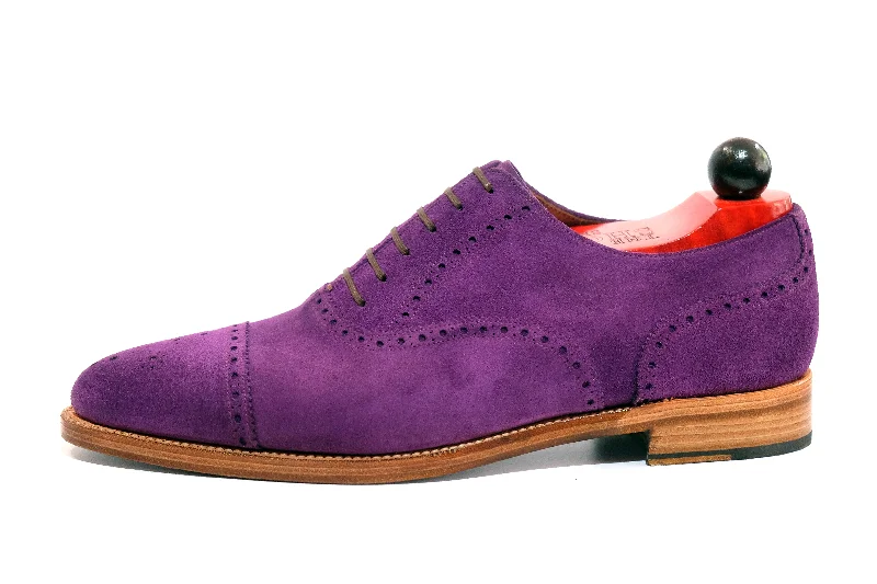 Durable Hiking Footwear Windermere - MTO - Purple Suede / Natural Edge Trim - TMG Last - Double Leather Sole