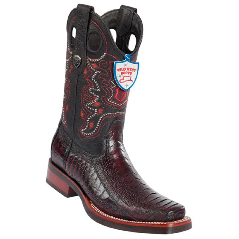 Stylish Boots For Sale Wild West Boots #28190518 Men's | Color Black Cherry | Men's Wild West Ostrich Leg Square Toe Rubber Sole Boots Stylish Boots For Sale Wild West Boots #28190518 Men's | Color Black Cherry | Men's Wild West Ostrich Leg Square Toe Rubber Sole Boots