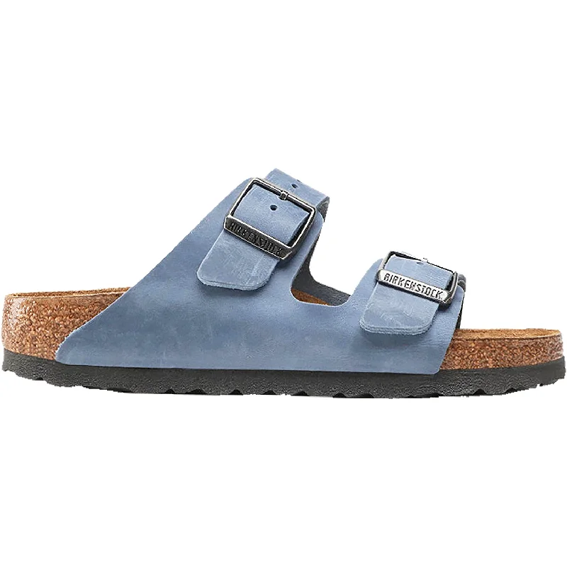 Stylish Running Sandals Unisex Birkenstock Arizona Dusty Blue Oiled Leather
