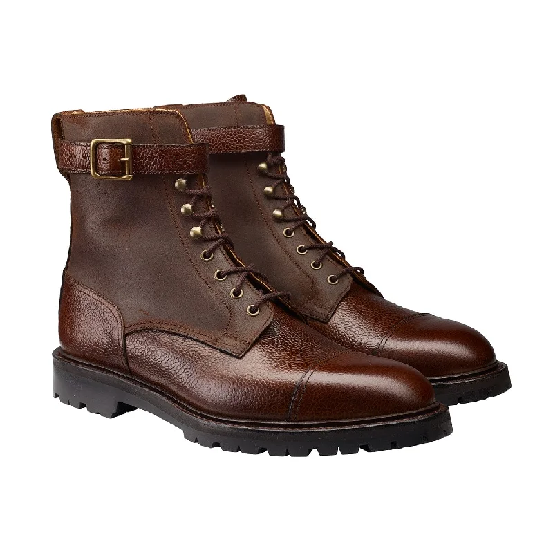 Stylish Running Sandals Aldershot Dark Brown Scotch Grain & Dark Brown Rough-Out Suede