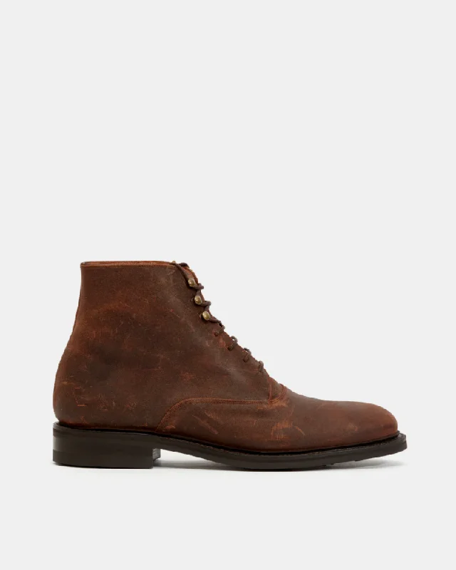Trendy Flip Flops For Sale Brown Waxed Suede Plain-Toe Boot