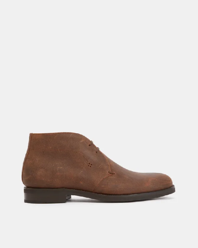 Designer Work Shoes Brown Waxed Suede Waterproof Chukka Boot