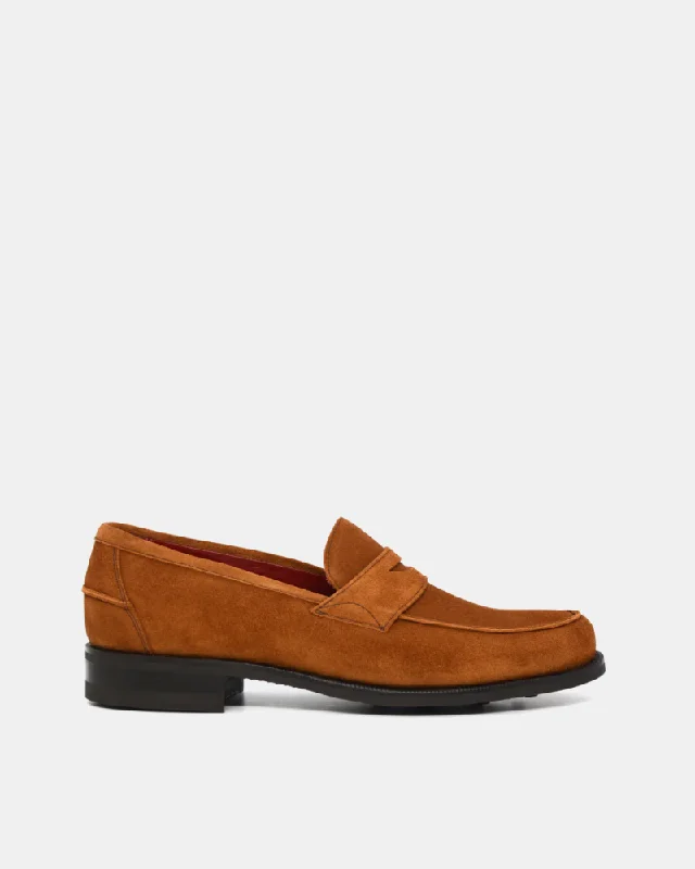 Durable Running Sandals Tobacco Suede Penny Loafer