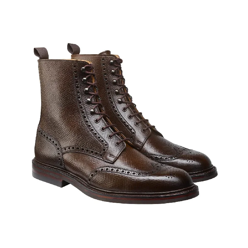 Comfortable Sports Sneakers Islay Dark Brown Hatch Grain Cordovan