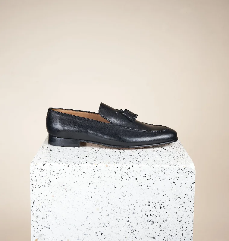 Casual Winter Sandals Mirto - Men's Tassel Loafer Black Leather