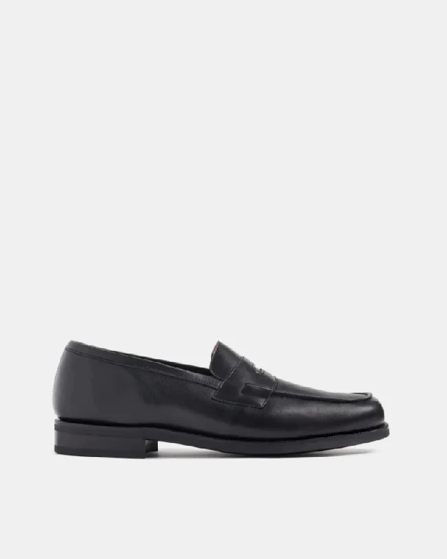Casual Winter Shoes Black Soft Leather Loafer