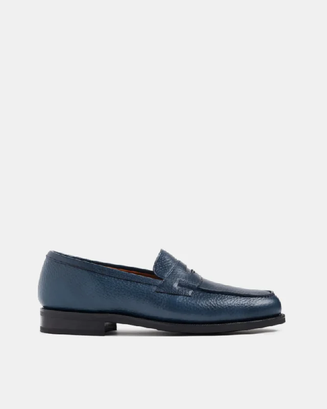 Running Footwear Sale Navy Leather Loafer