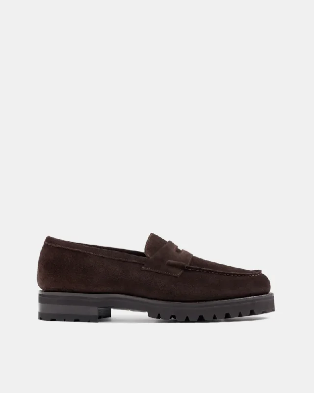 Luxury Sandals For Sale Brown Suede Lightweight Penny Loafer