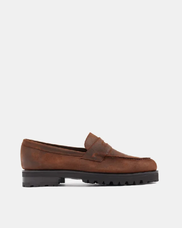 Trendy Boots For Winter Brown Waxed Suede Waterfproof Loafer