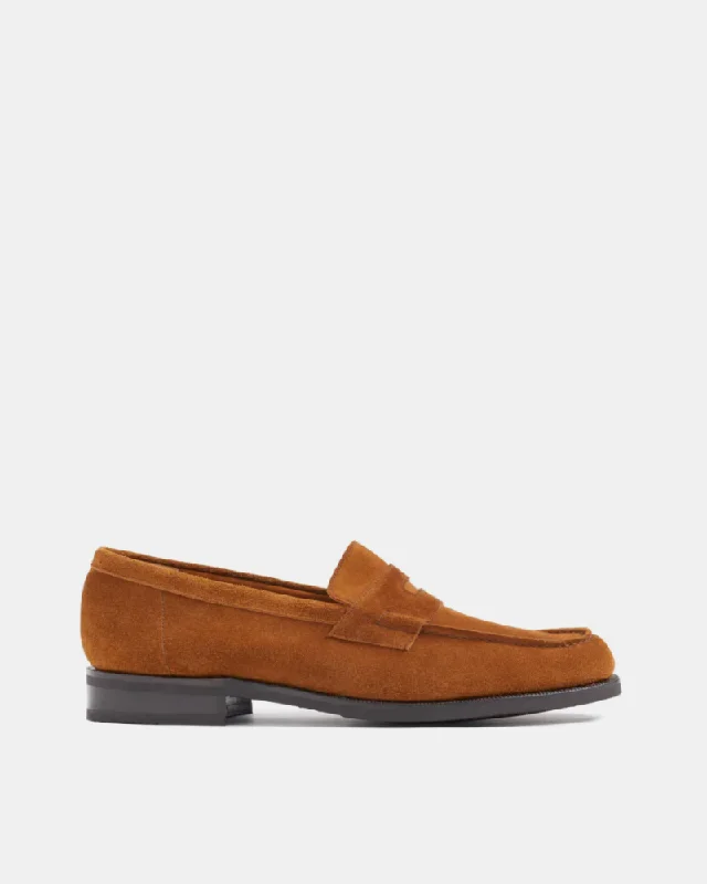 Comfortable Casual Sandals Tobacco Suede Lightweight Penny Loafer