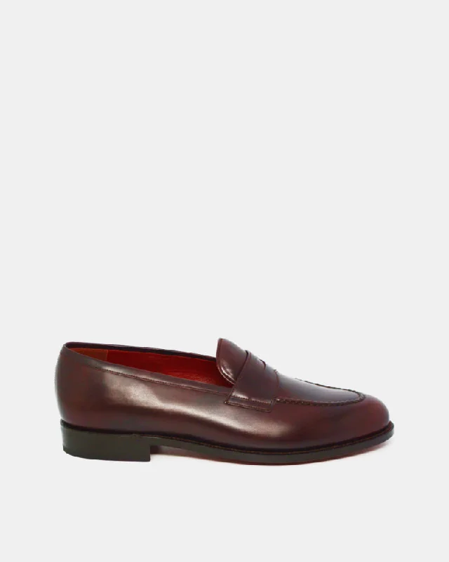 High Fashion Work Boots Burgundy Leather Penny Loafer