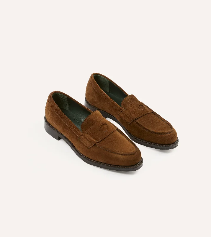 Trendy Formal Boots Snuff Suede Charles Goodyear Welted Penny Loafer