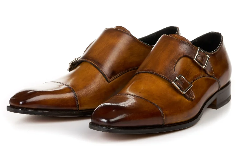 High Quality Running Shoes The Burton Double Monk Strap - Tobacco