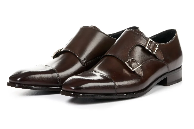 Stylish Work Sandals The Burton Double Monk Strap - Chocolate