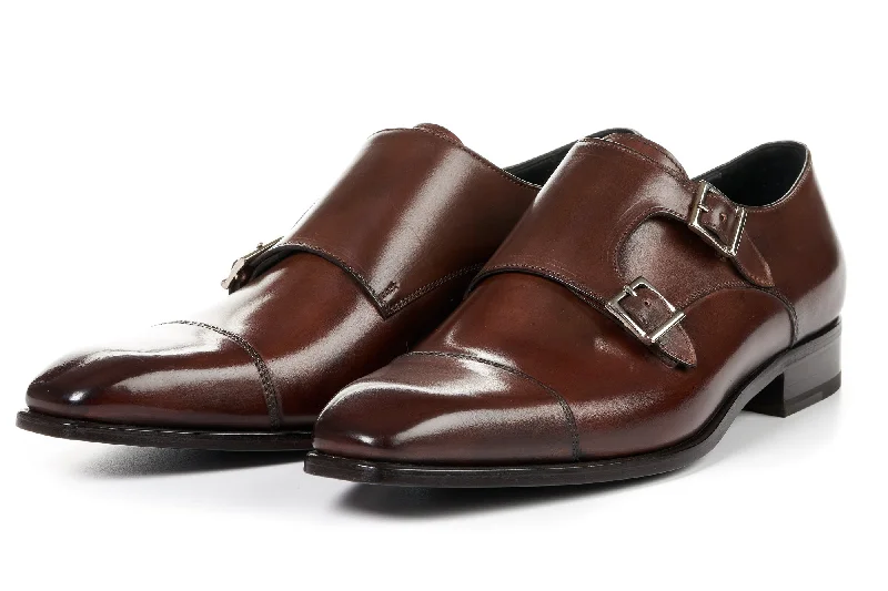 Comfortable Work Sandals The Burton Double Monk Strap - Marrone